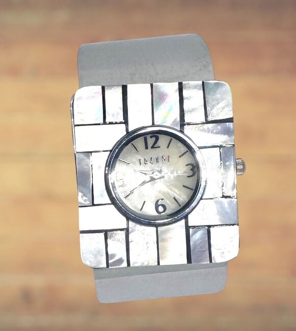 Trendz Abalone Shell Face Silver Cuff Watch with Fresh Battery #1004 main image 4